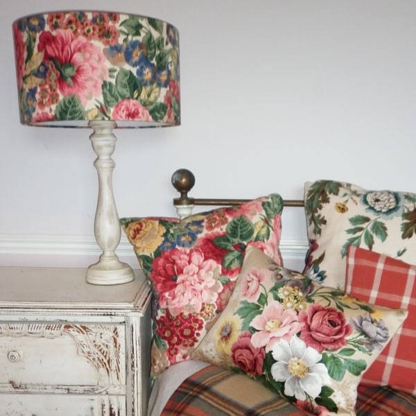 peony and rose vintage floral lampshade