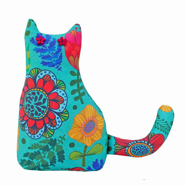 Folk Flower Cat Doorstop