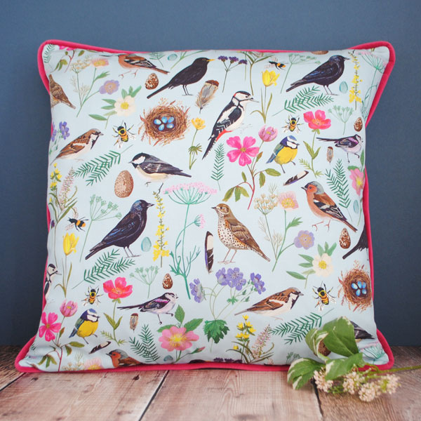 garden birds cushion