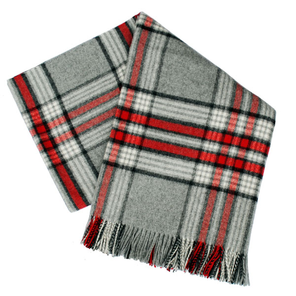 grey red throw