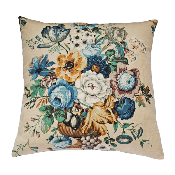 indigo floral cushion