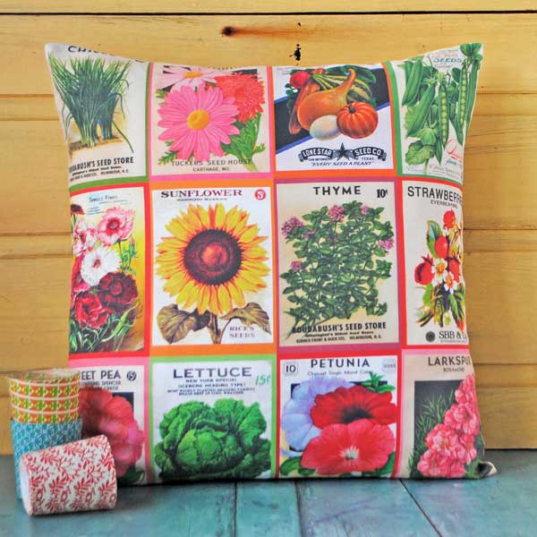 Vintage Seed Packet Cushion