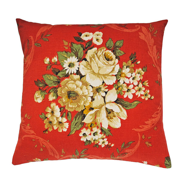 red floral cushion