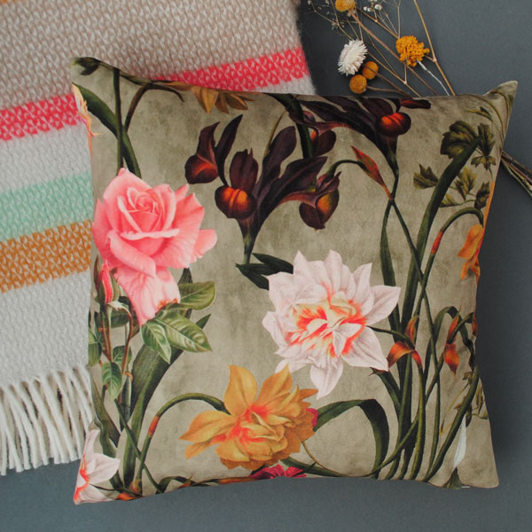 Velvet Floral Cushion