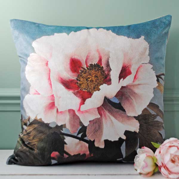 Velvet Peony Cushion