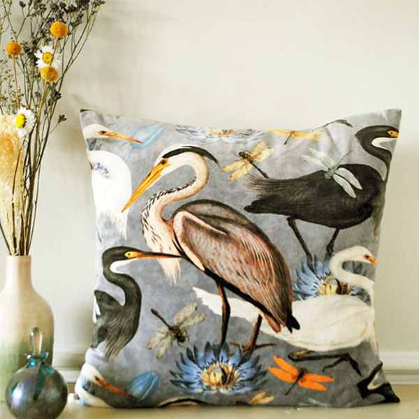 Velvet Waterbirds Cushion