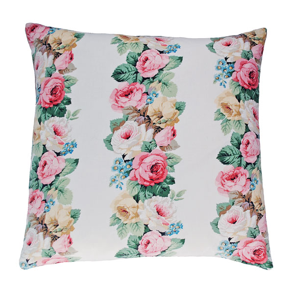 white vintage roses cushion