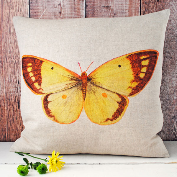 Yellow Butterfly Cushion